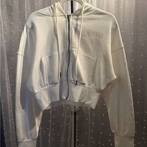 Chic White Cropped Hoodie by Wicked